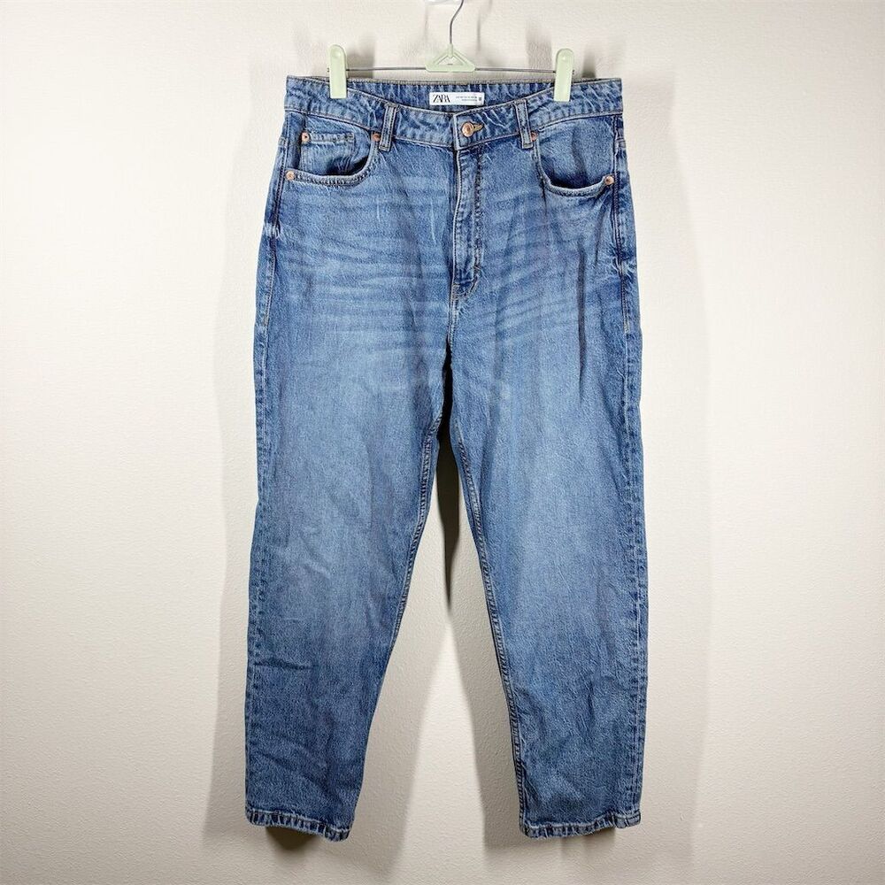 ZaramZ1975 HIGH-WAIST MOM LEG JEANS Size 12 Med‎ Blue